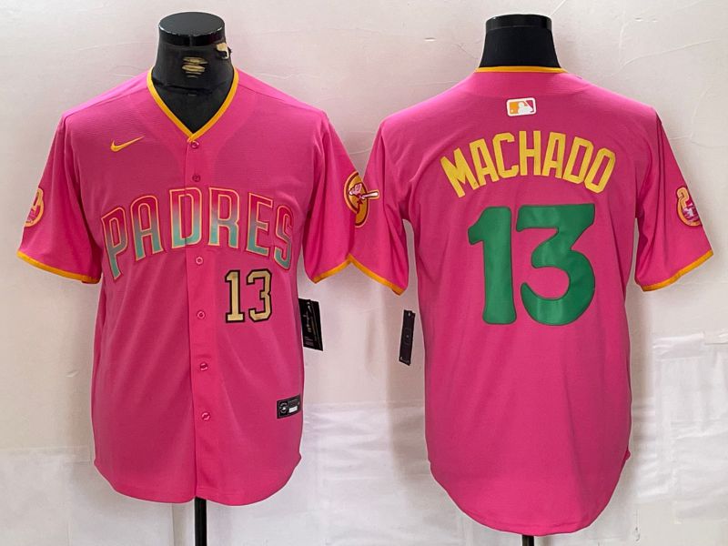 Men San Diego Padres #13 Machado Pink Jointly 2024 Nike MLB Jersey style 7->customized mlb jersey->Custom Jersey